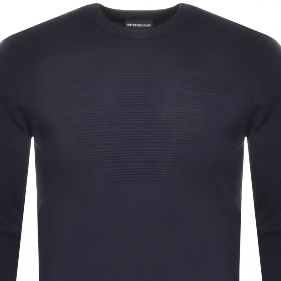 Alternative Image for ProductEmporio Armani Crew Neck Logo Knit Jumper Navy2